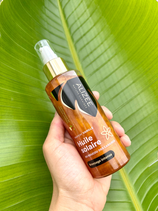 Huile solaire au roucou bronzage intense de Guadeloupe
